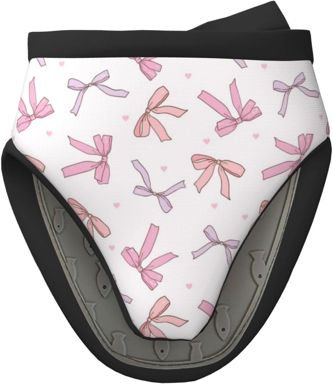 Cute Coquette Bows Pink Mini Oven Mitts Non-Slip Silicone Grips Heat Resistant Kitchen Gloves for Cooking & Baking 5.9"x5.9"