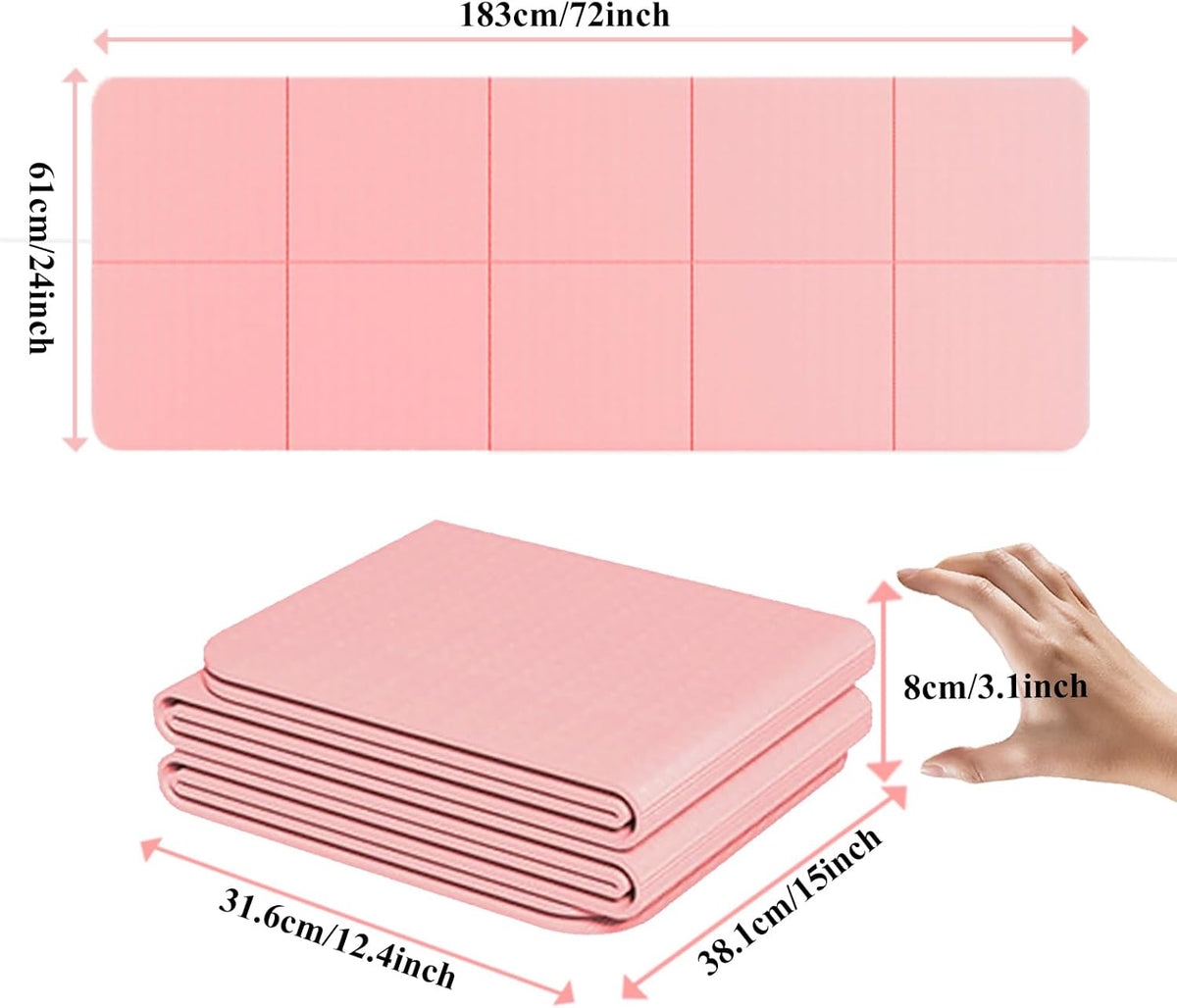 Yoga Mat for Travel, Non-Slip Yoga Mat, Exercise Mat 1/4" Thick Yoga Mat Foldable, Perfect for Pilates, Outdoor & Travel, TPE Anti-Slip Yoga Mat with Carry Bag