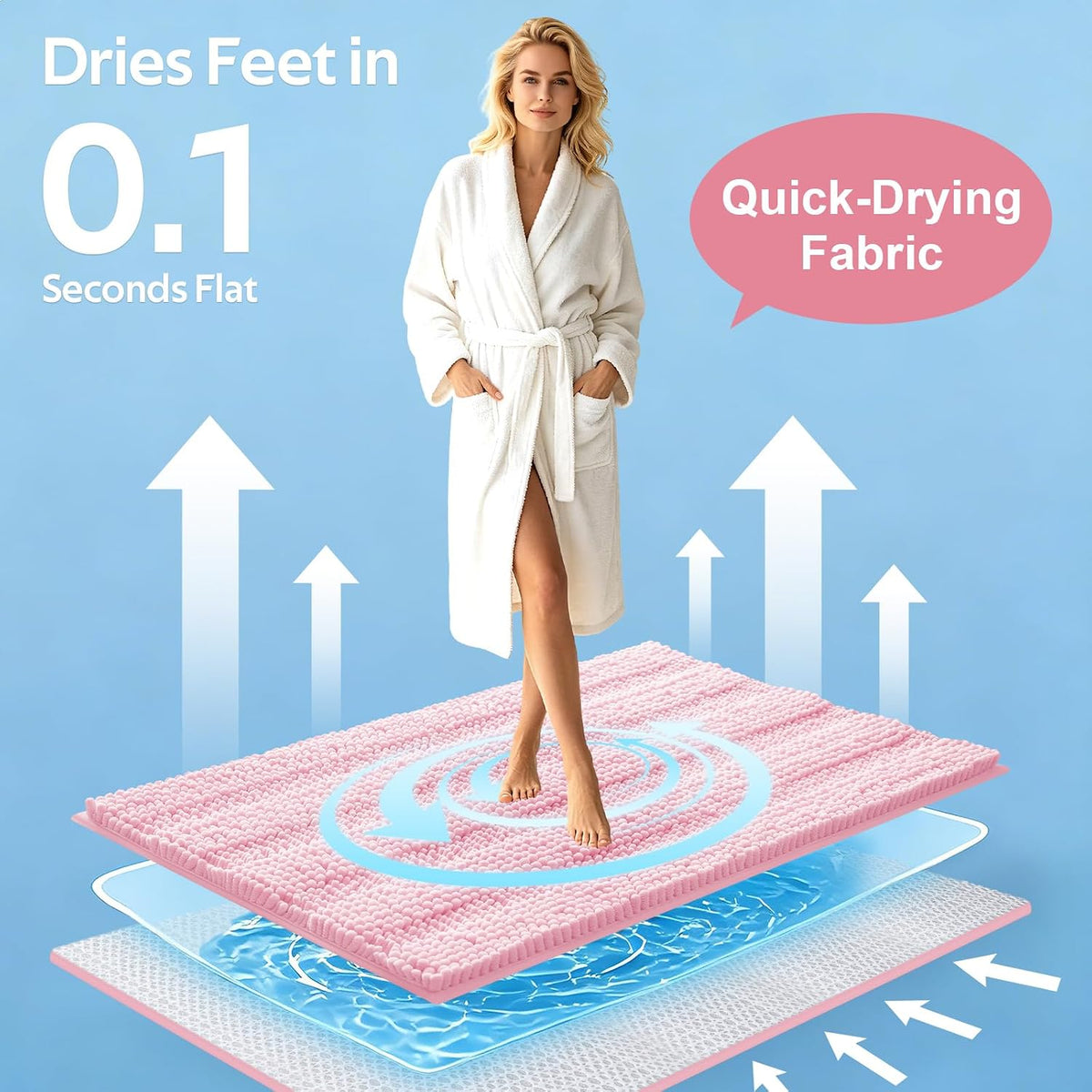 Christmas Striped Pink Bathroom Rug Set 3 Pieces Ultra Soft, Non Slip Chenille Toilet Mat, Absorbent Plush Shaggy Bath Mats for Bathroom, Bedroom, Kitchen