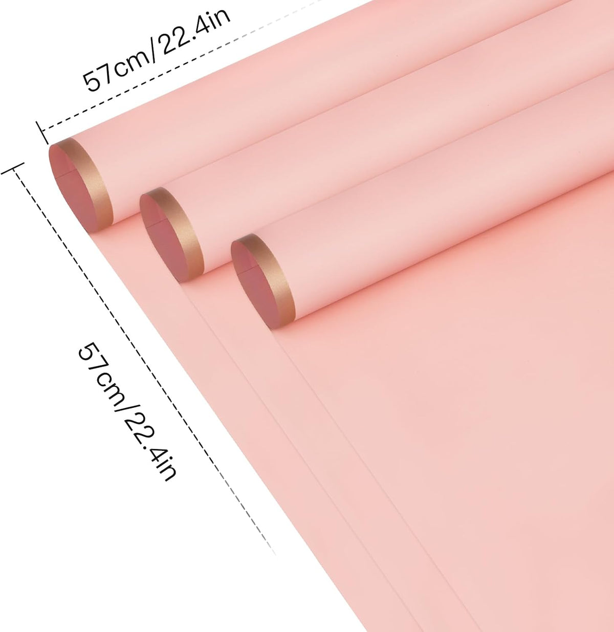 20 Sheets Flower Wrapping Paper - 22.4 x 22.4 inch Dusty Pink with Gold Edge Water-Resistant Floral Bouquet Wrapping Paper, Florist Supplies Packaging Paper for Wedding Birthday Gift DIY