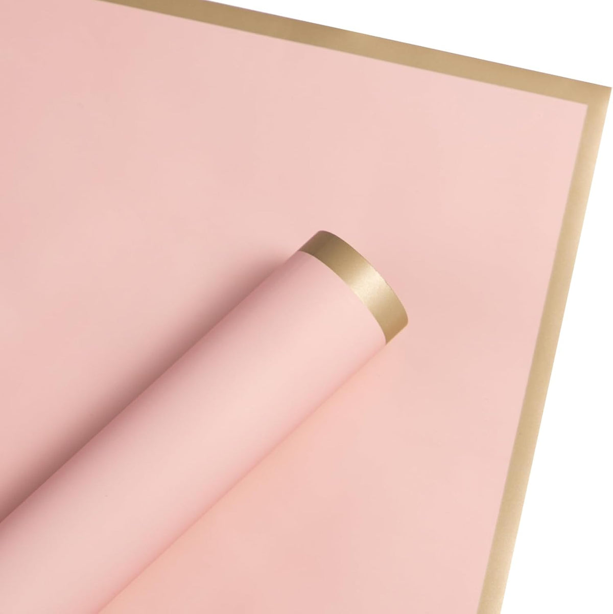 20 Sheets Flower Wrapping Paper - 22.4 x 22.4 inch Dusty Pink with Gold Edge Water-Resistant Floral Bouquet Wrapping Paper, Florist Supplies Packaging Paper for Wedding Birthday Gift DIY