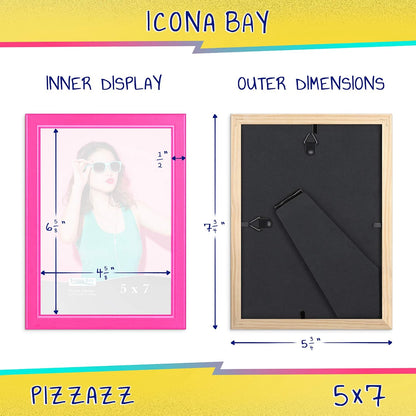 5x7 Pink Picture Frame - Solid Wood, Pizzazz Collection, 3 Pack