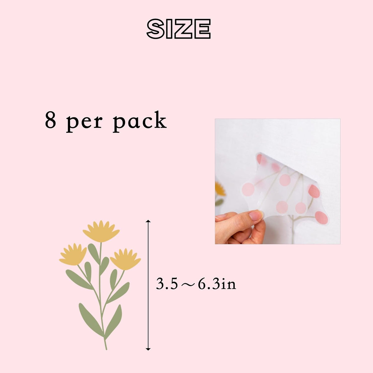 Flower Wildflower Wall Decal - Flower Wildflower Floral Decorations Wall Stickers, Wall Decorations for Living Room, Bedroom, Baby's Room, Nursery, Floral Sign Decal Pink Yellow Peach