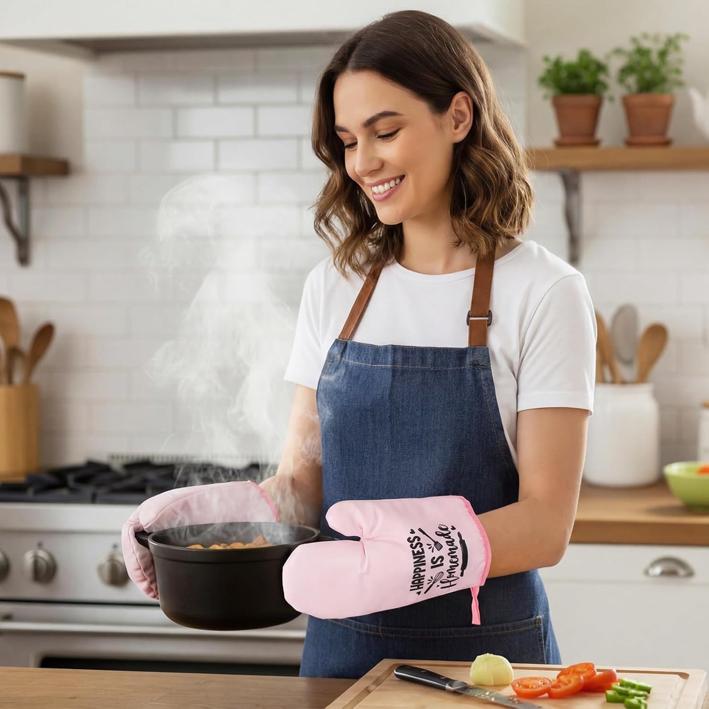8 Pcs Kitchen Towels and Oven Mitts Sets Pot Holders Dishcloths Set Kitchen Decorative Accessories Absorbent Potholders Heat Resistant for Chef Baking Cooking