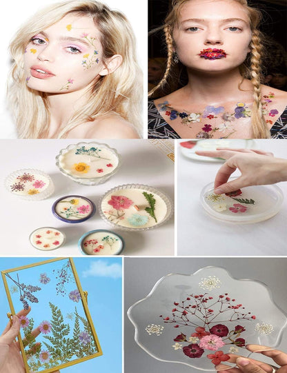 148PCS Pink Dried Pressed Flowers with Butterfly Stickers - Real Nature Flowers Craft Set for Resin Jewelry Candle Soap Vase Making Nail Card Scrapbook Art Floral Decors
