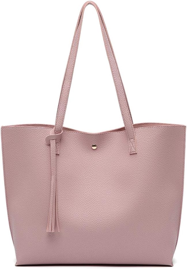 Women's Soft Faux Leather Tote Shoulder Bag from, Big Capacity Tassel Handbag