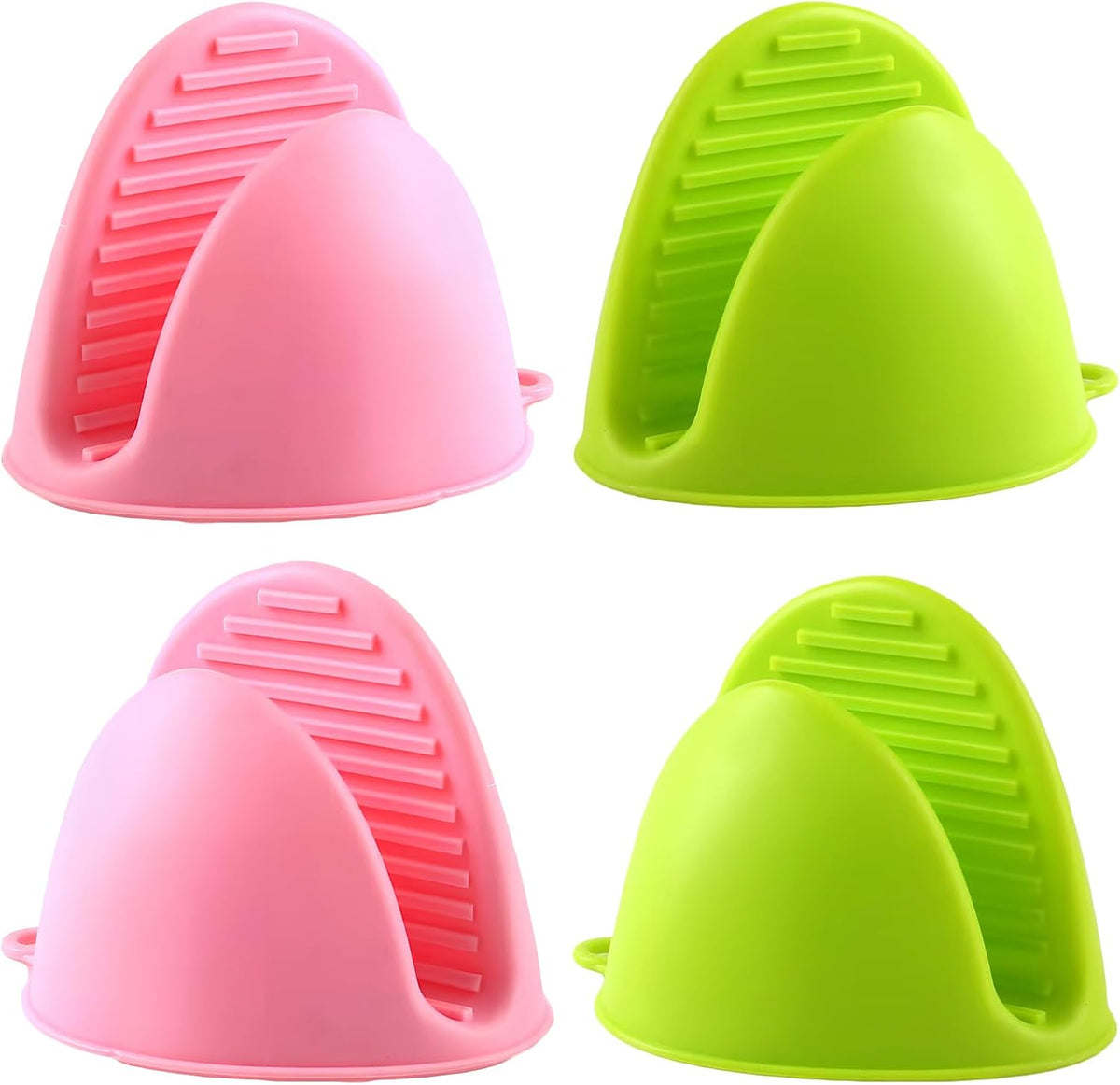 2 Pairs (Green& Pink),Mini Silicone Oven Gloves, Mini Finger Protector Pot Holder for Kitchen,Cooking,Baking,BBQHeat Resistant Gloves，can be Washed in the Dishwasher