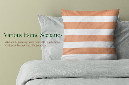 Peach Stripe Square Pillowcase Zippered Double Sided Printing 20x20 Inches Decorative Throw Pillow Case Cushion Cover