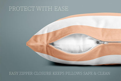 Peach Stripe Square Pillowcase Zippered Double Sided Printing 20x20 Inches Decorative Throw Pillow Case Cushion Cover