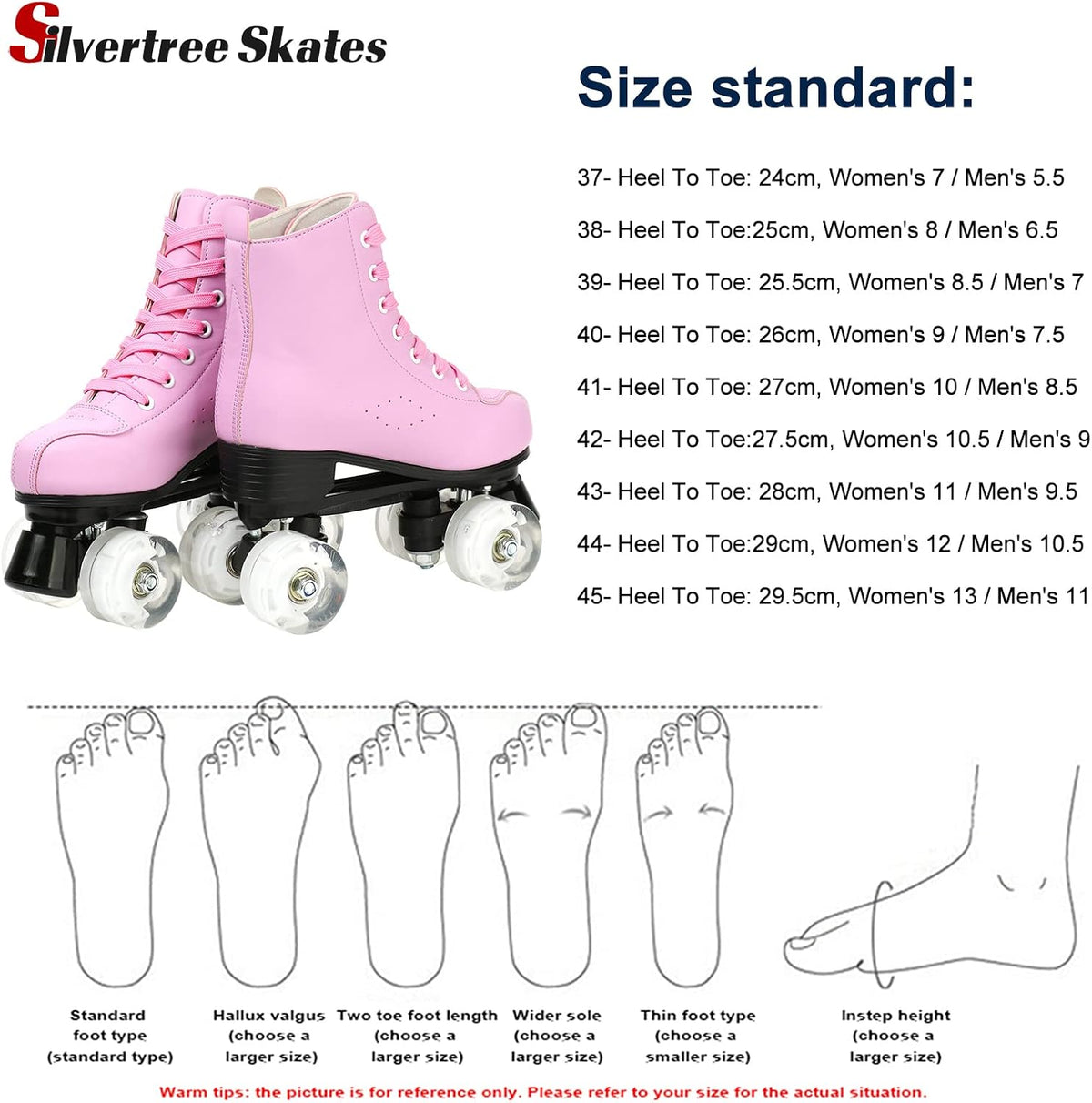 Women's Roller Skates PU Leather High-top Roller Skate Four-Wheel Roller Skate Shiny Roller Skates with Carry Bag for Girls