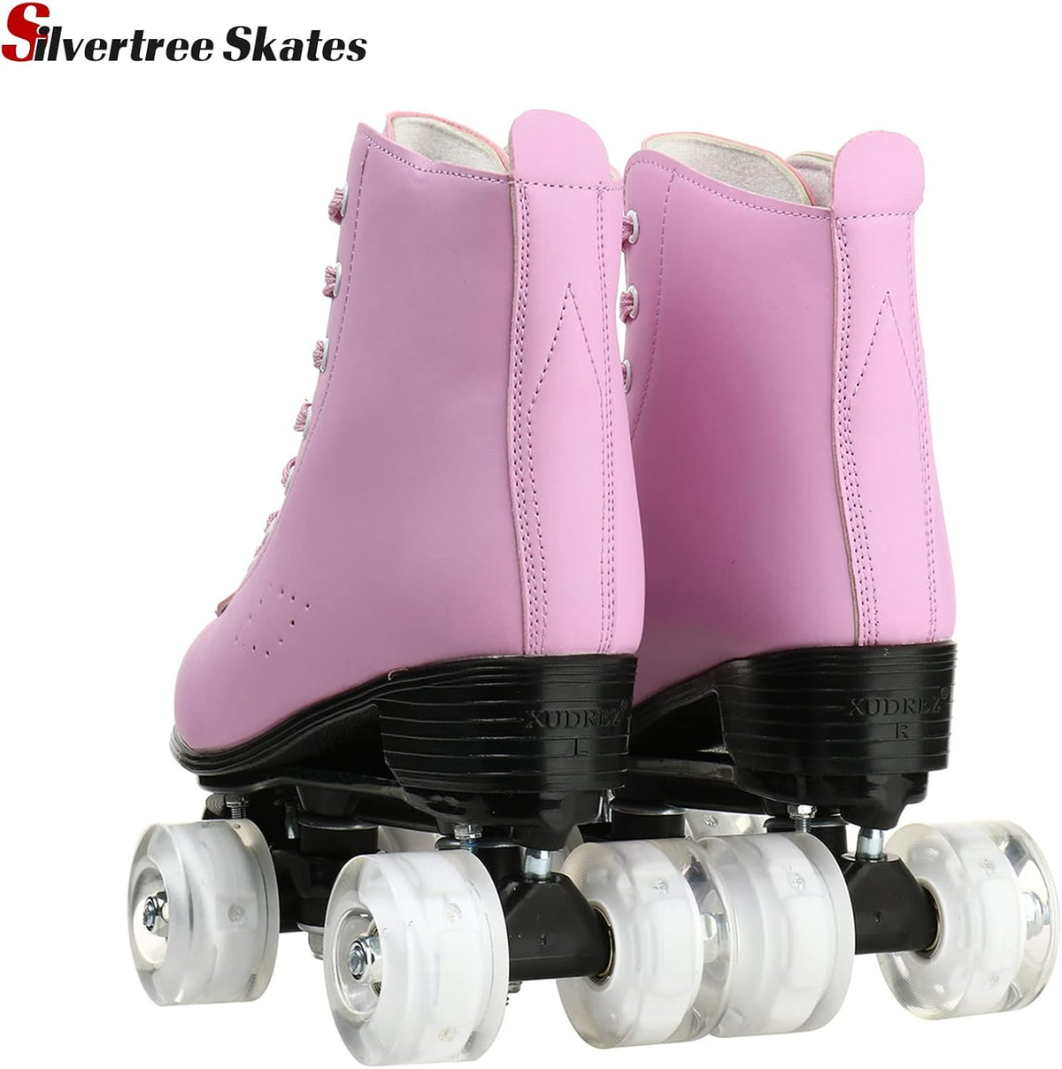 Women's Roller Skates PU Leather High-top Roller Skate Four-Wheel Roller Skate Shiny Roller Skates with Carry Bag for Girls