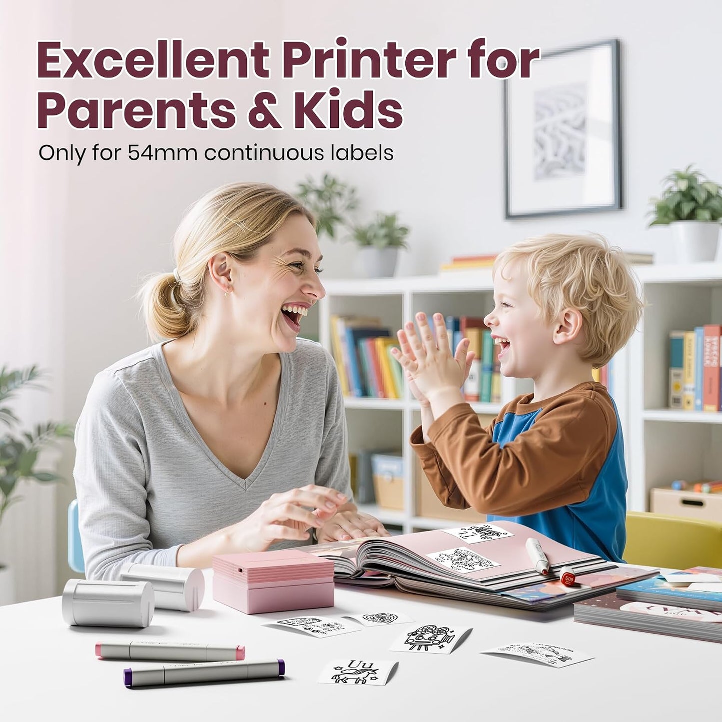 Sticker Printer, PM290C Mini Printer with 3 Rolls Paper, Pink | Inkless Bluetooth Sticker Maker for Study Notes, Journals, DIY, Gifts & Smart AI App, Ideal for Office, Home & School