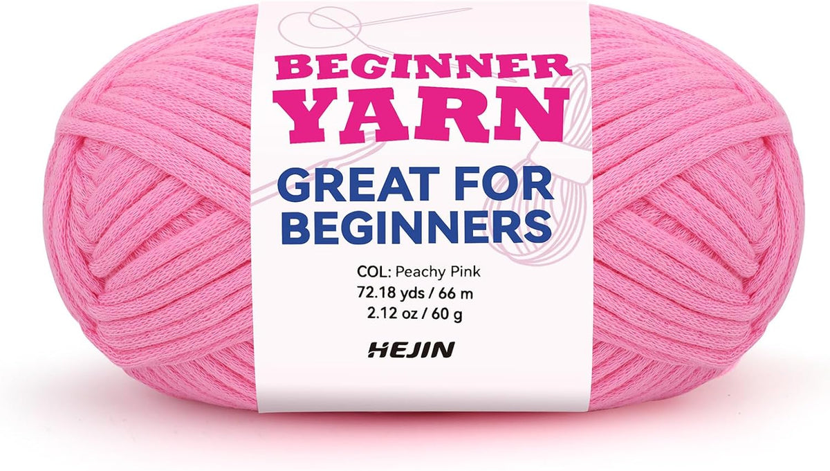 60g Peach Yarn for Crocheting and Knitting;66m (72yds) Cotton Yarn for Beginners with Easy-to-See Stitches;Worsted-Weight Medium #4;Cotton-Nylon Blend Yarn for Beginners Crochet Kit Making
