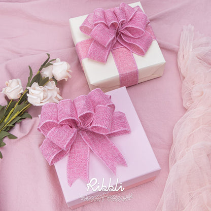Pink Burlap Valentine's Day Wired Ribbon,1-1/2 Inch x 10 Yard,Easter Wired Edge Ribbon for Big Bow,Wreath,Tree Decoration,Outdoor Decoration
