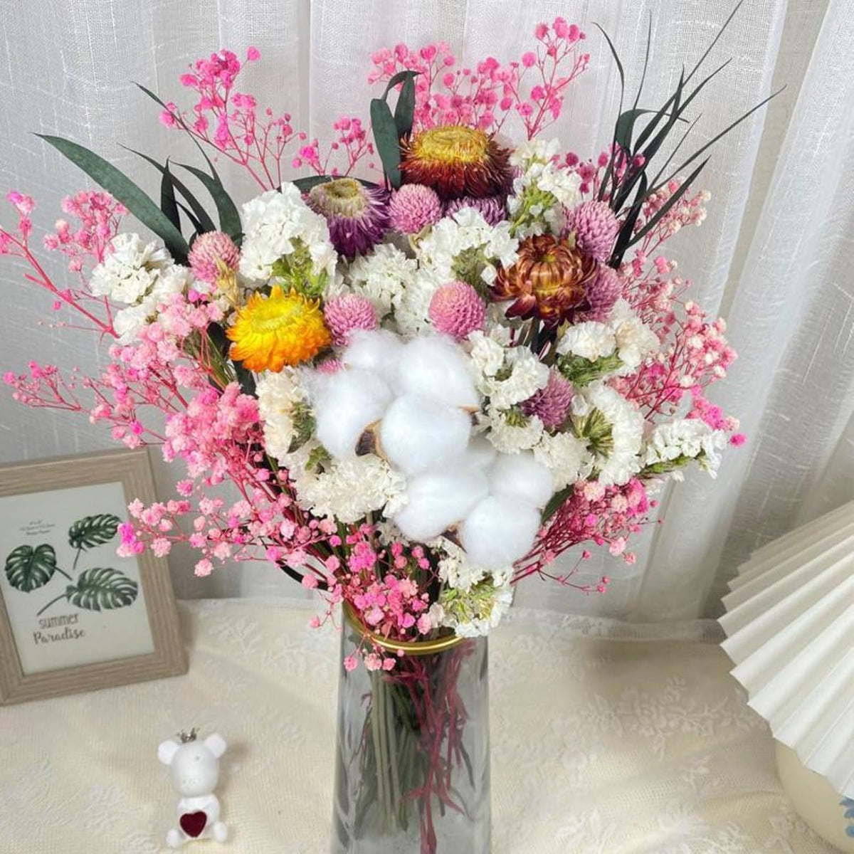 Dried Babys Breath Flowers Bouquet-17 Inch 2500+ Pink Dry Flowers, Natural Gypsophila Branches for Wedding, Table Vase Decor, DIY Wreath Floral, Home Office Party Garden Decoration (3oz)