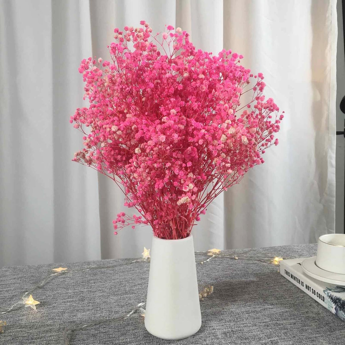 Dried Babys Breath Flowers Bouquet-17 Inch 2500+ Pink Dry Flowers, Natural Gypsophila Branches for Wedding, Table Vase Decor, DIY Wreath Floral, Home Office Party Garden Decoration (3oz)