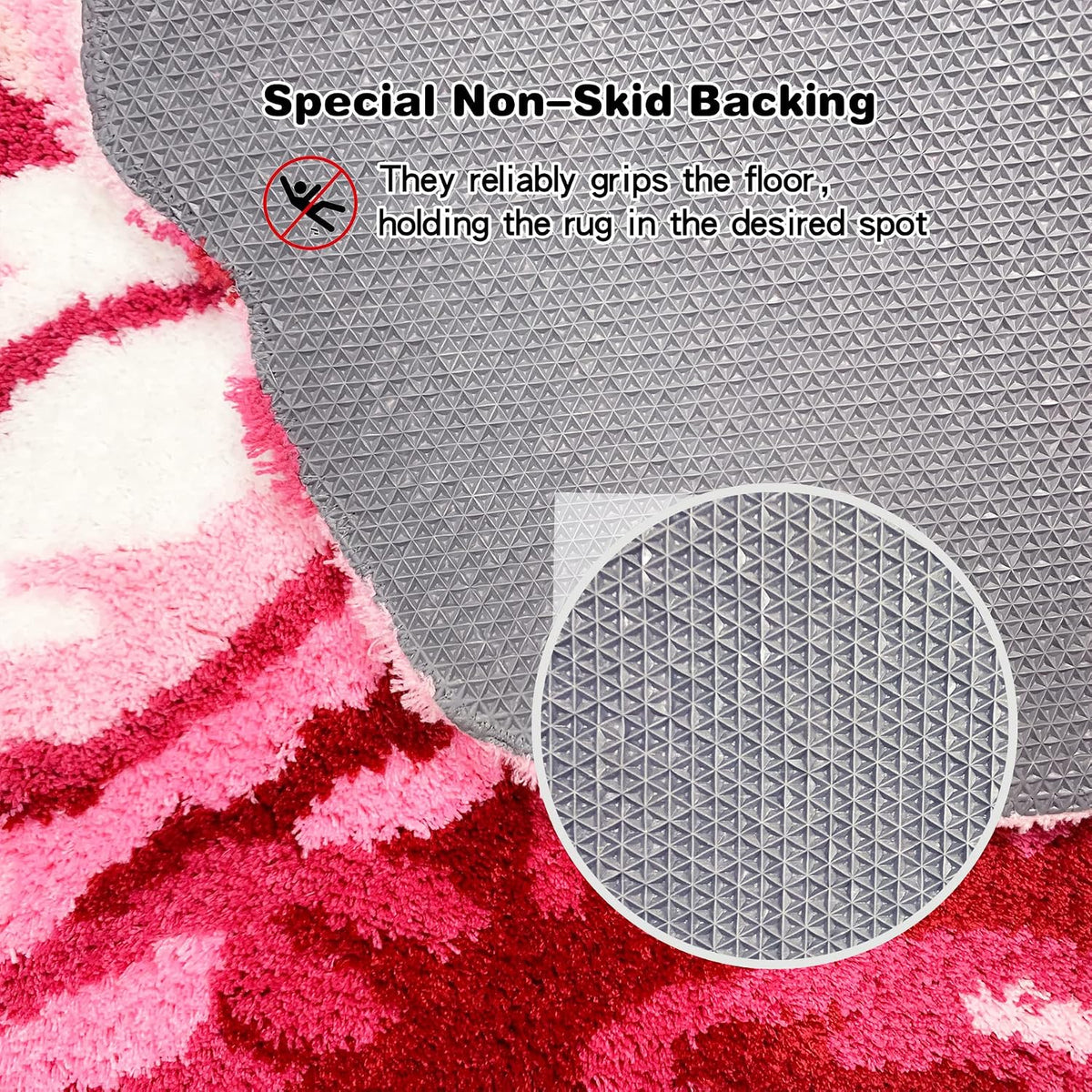 Rose Shaped Rug Pink Luxury Shaggy Toilet Bath Mat U-Shaped Contour Rugs for Bathroom, Soft and Comfortable, Maximum Absorbent, Dry Quickly, Non-Slip, Machine-Washable