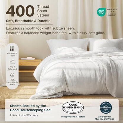 Soft 100% Cotton Sateen Queen Sheet Set, 4 Pcs, Pink