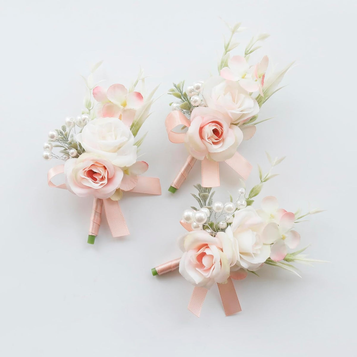 Boutonniere Corsage Set, Pale Pink, 2 Pieces