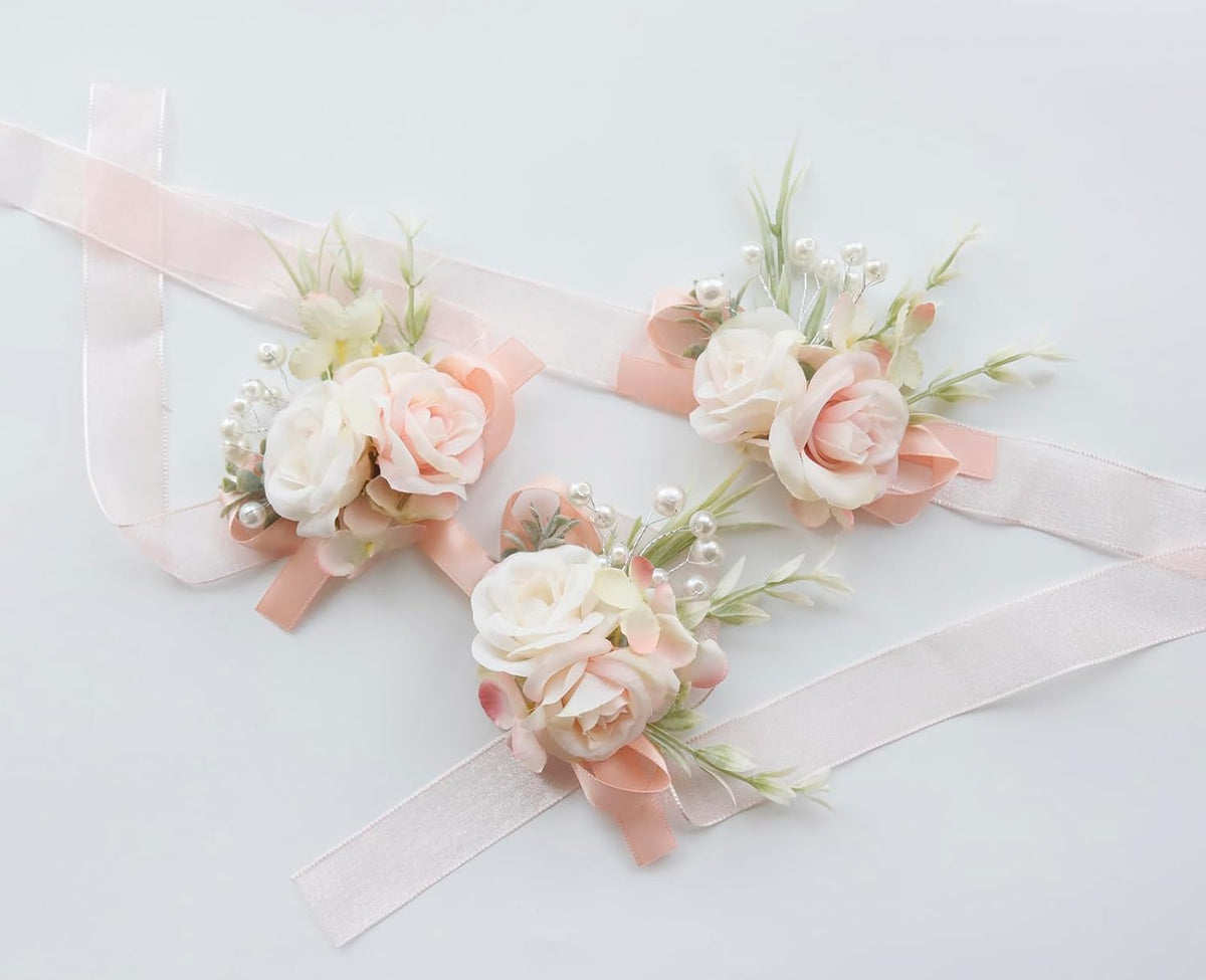 Boutonniere Corsage Set, Pale Pink, 2 Pieces