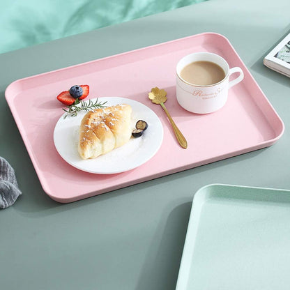 2Pcs 13.7 x 9.8 in Unbreakable Serving Tray Decorative Tray, Great for Dinner Tea Bed Bar Breakfast Food (Pink)