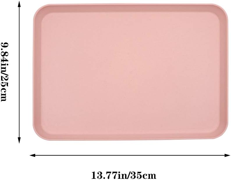 2Pcs 13.7 x 9.8 in Unbreakable Serving Tray Decorative Tray, Great for Dinner Tea Bed Bar Breakfast Food (Pink)