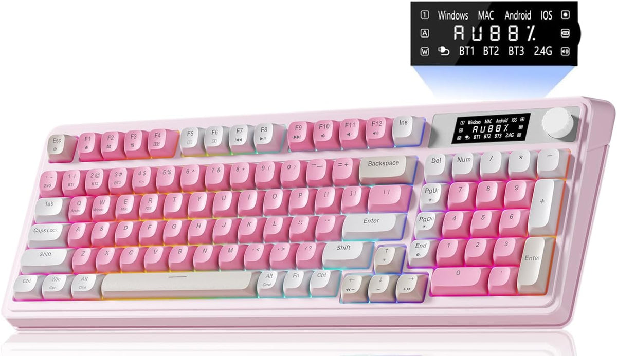 S99pro Wireless Pink Keyboard,Full Size Creamy Gaming Keyboard