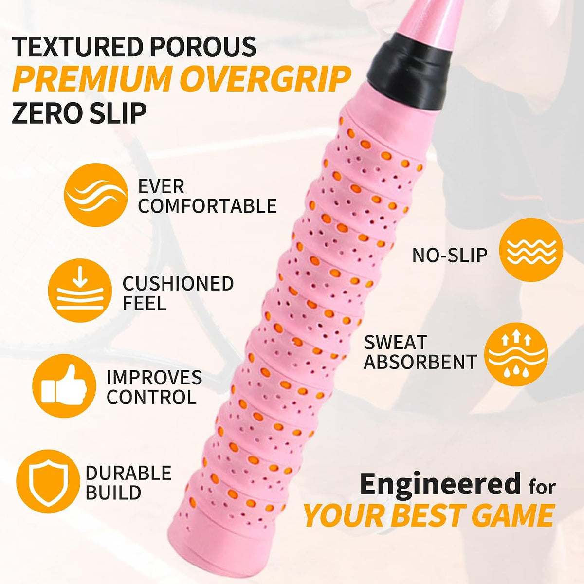 2 Pcs Tennis Racket Grip Tape, Badminton Grip Tape, Anti-Slip, Absorbent, Breathable Racket Overgrip Tape