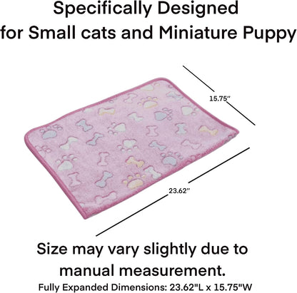 Clairooo Cat Blankets for Small Cats, 3 Pack Kitten Blanket Cute Paw Print Pet Blanket for Cat, Kitten, Miniature Puppy, 24 x 16 inches (Pink)