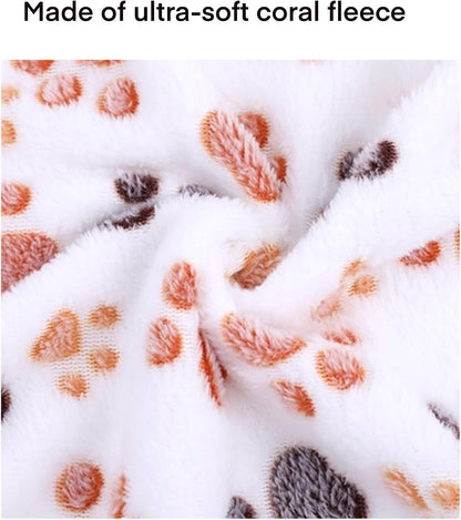 Clairooo Cat Blankets for Small Cats, 3 Pack Kitten Blanket Cute Paw Print Pet Blanket for Cat, Kitten, Miniature Puppy, 24 x 16 inches (Pink)