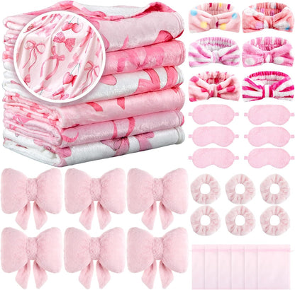36 Pcs Sleepover Party Supplies for Girl, Fresh Bow, Pink