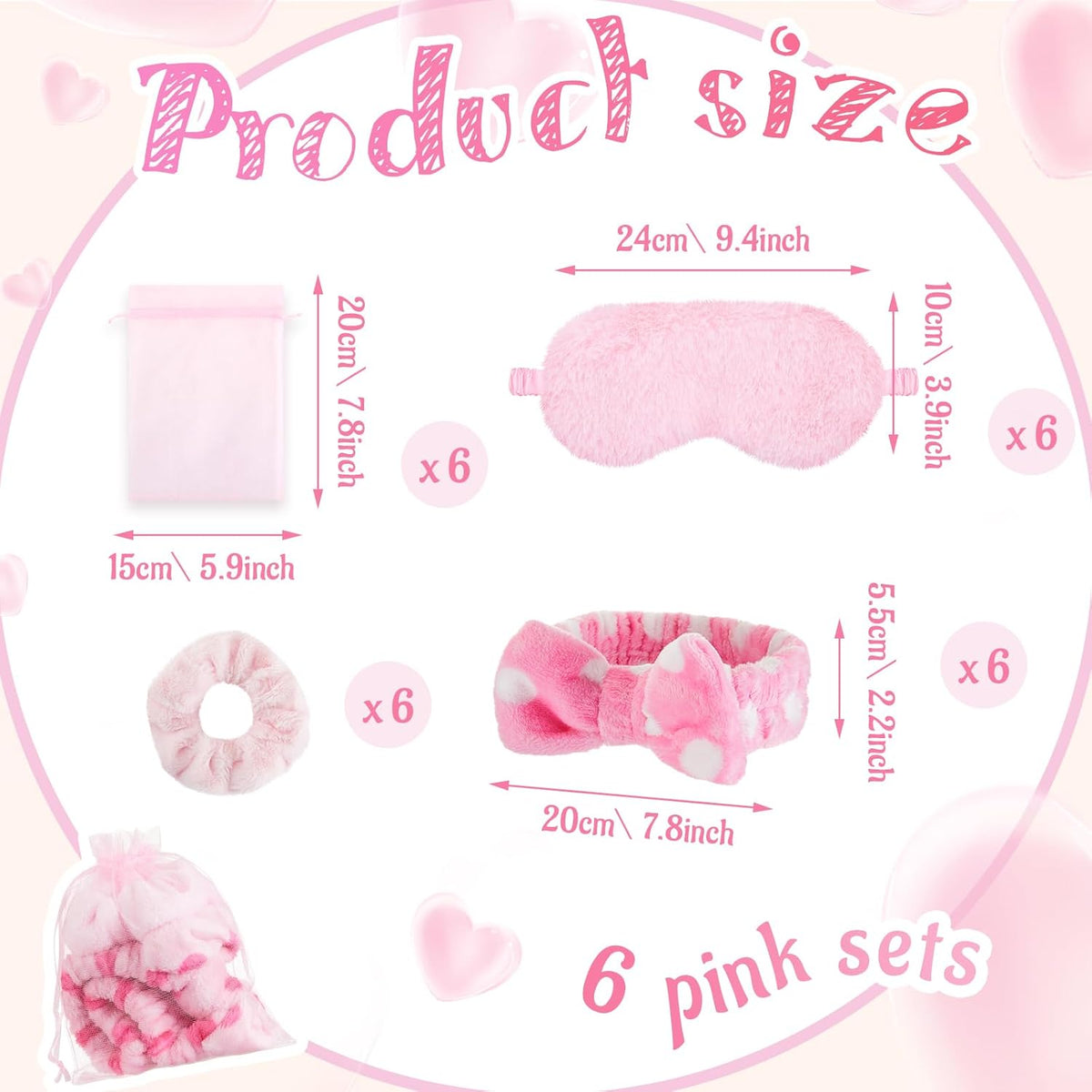 36 Pcs Sleepover Party Supplies for Girl, Fresh Bow, Pink