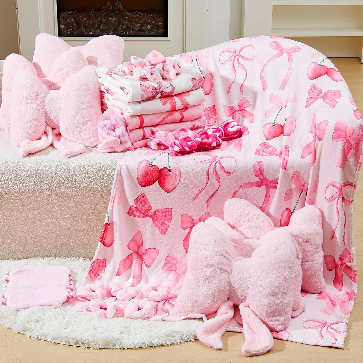 36 Pcs Sleepover Party Supplies for Girl, Fresh Bow, Pink
