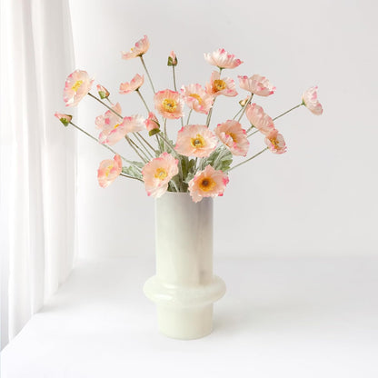 6PCS Faux Poppy Flowers Artificial with Stems Champagne Pink
