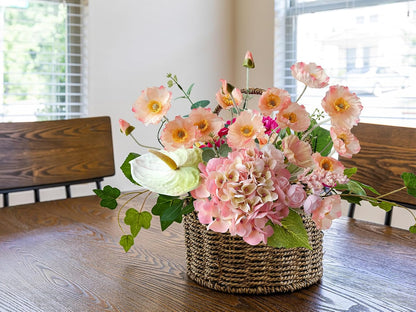 6PCS Faux Poppy Flowers Artificial with Stems Champagne Pink