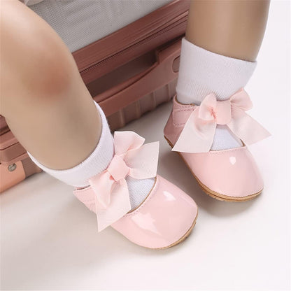 Baby Girls Shoes Mary Jane Flats Shoes Anti-Slip Soft Rubber Sole Toddler First Walkers Princess Dress Shoes