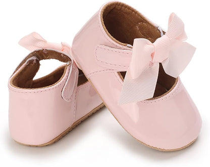 Baby Girls Shoes Mary Jane Flats Shoes Anti-Slip Soft Rubber Sole Toddler First Walkers Princess Dress Shoes