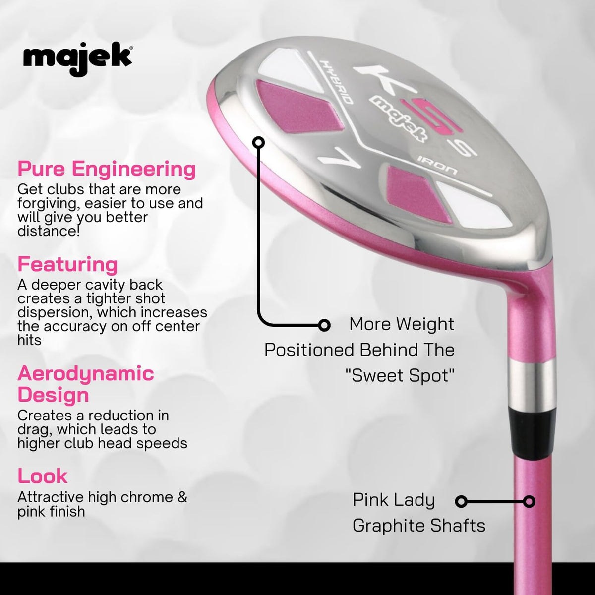Pink Senior Ladies Golf Hybrids Irons Set New Senior Women Best All True Hybrid Ultra Light Weight Forgiving Fuchsia Woman Complete Package Includes 4 5 6 7 8 9 PW SW All Lady Flex Utility Clubs