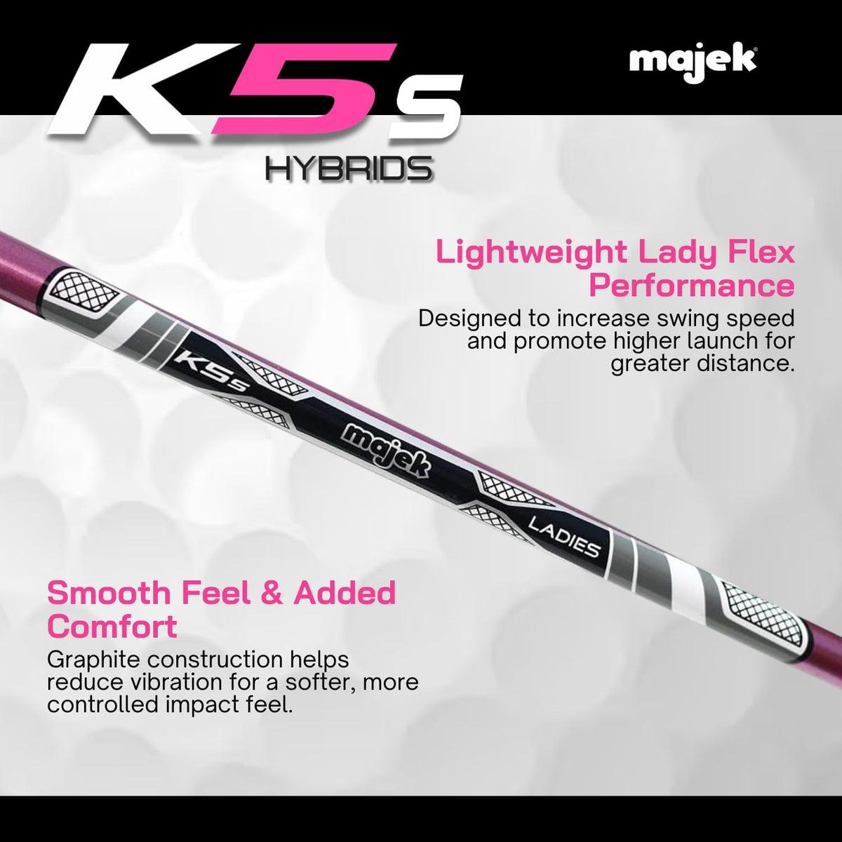 Pink Senior Ladies Golf Hybrids Irons Set New Senior Women Best All True Hybrid Ultra Light Weight Forgiving Fuchsia Woman Complete Package Includes 4 5 6 7 8 9 PW SW All Lady Flex Utility Clubs