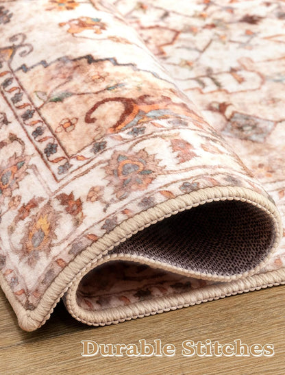 SERISSA 2x6 Washable Non Slip Boho Runner Rug for Hallway，Peach Cream