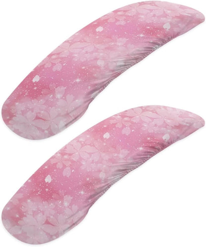 Cherry Blossom Gaming Chair Arm Rest Covers, 2 Pcs Floral Office Chair Arms Slipcovers with Elastic Band, Comfy Stretchable Polyester Office Chair Armrest Covers, Pink