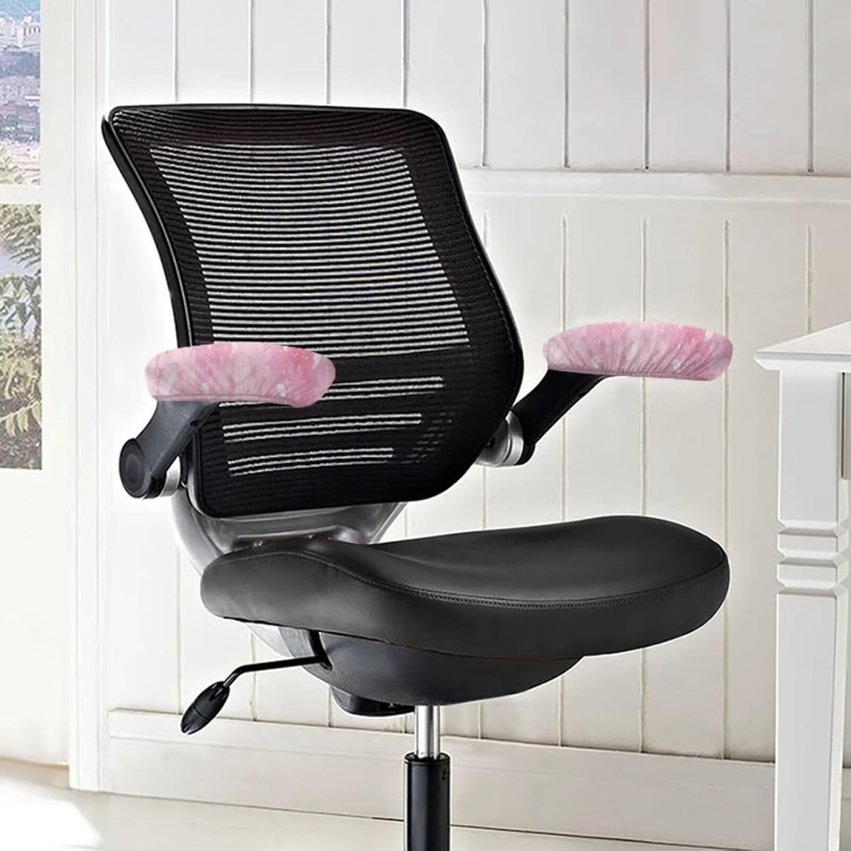 Cherry Blossom Gaming Chair Arm Rest Covers, 2 Pcs Floral Office Chair Arms Slipcovers with Elastic Band, Comfy Stretchable Polyester Office Chair Armrest Covers, Pink