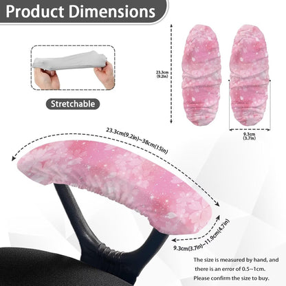 Cherry Blossom Gaming Chair Arm Rest Covers, 2 Pcs Floral Office Chair Arms Slipcovers with Elastic Band, Comfy Stretchable Polyester Office Chair Armrest Covers, Pink