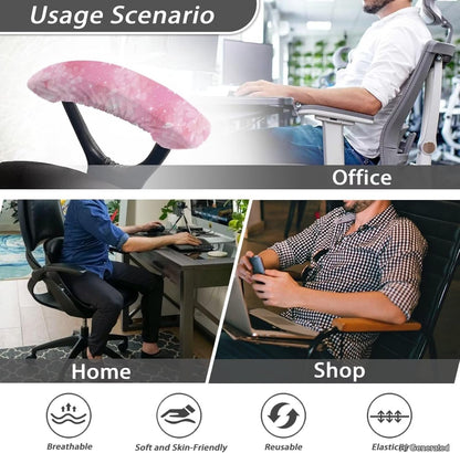 Cherry Blossom Gaming Chair Arm Rest Covers, 2 Pcs Floral Office Chair Arms Slipcovers with Elastic Band, Comfy Stretchable Polyester Office Chair Armrest Covers, Pink