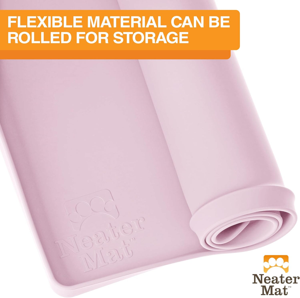 Neater Mat Pet Mats for Food and Water, Cat & Dog Bowl Mat Waterproof Silicone, Feeding Tray, Dog Food Mats for Floors, Placemat w/Raised Edge for Under Bowls, 24" x 16", Light Pink
