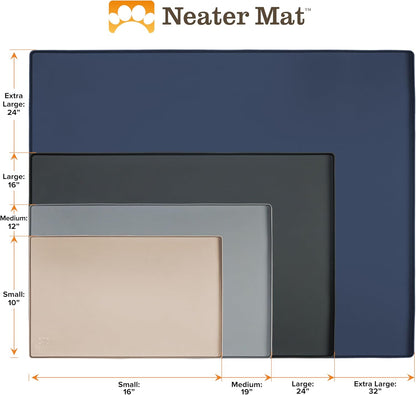Neater Mat Pet Mats for Food and Water, Cat & Dog Bowl Mat Waterproof Silicone, Feeding Tray, Dog Food Mats for Floors, Placemat w/Raised Edge for Under Bowls, 24" x 16", Light Pink