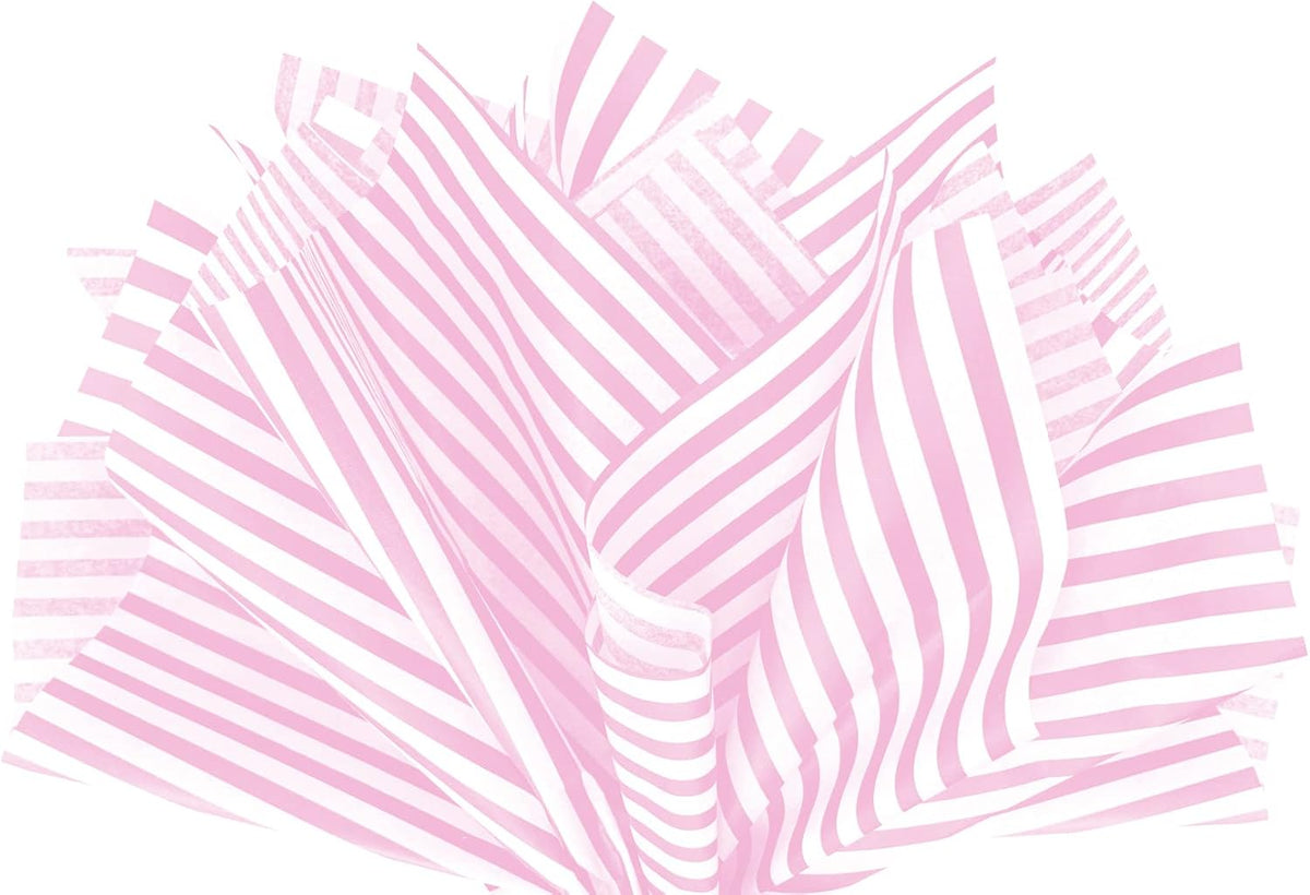 Light Pink Pin Stripe Print Gift Wrap Tissue Paper Size: 15 Inch X 20 Inch | Count: 100 Sheets | Color: Light Pink Pin Stripe