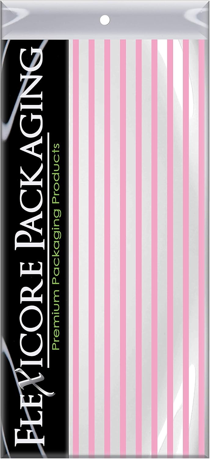 Light Pink Pin Stripe Print Gift Wrap Tissue Paper Size: 15 Inch X 20 Inch | Count: 100 Sheets | Color: Light Pink Pin Stripe