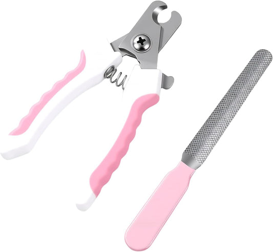 Dog Nail Clippers for Large Dogs, Pet Nail Clipper Kit for Small & Large Dogs & Cats，Dog Nail Clippers for Dogs and Cats - Safe and Easy to Use，Professional Dog & Cat Nail Trimmers (Pink)