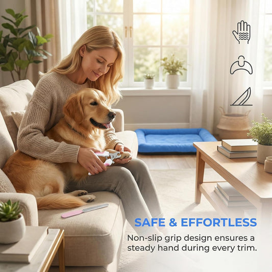 Dog Nail Clippers for Large Dogs, Pet Nail Clipper Kit for Small & Large Dogs & Cats，Dog Nail Clippers for Dogs and Cats - Safe and Easy to Use，Professional Dog & Cat Nail Trimmers (Pink)